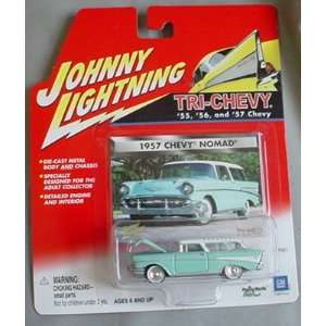    Johnny Lightning Tri Chevy 1957 Chevy Nomad BLUE: Toys & Games