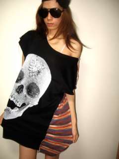 Diamond Skull Goth Punk Pop Art Rock Dress T Shirt L  