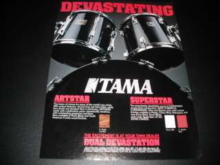 Tama Drums   Artstar   Superstar   Devastating 1985 Print Ad  