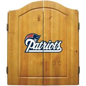  New England Patriots Dart Board Cabinet Set   NFL: Sports 