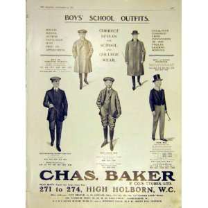  Advert Chas Baker Boys School Outfits Clothes 1913