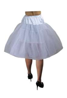 White Organza Tulle Knee Length 3 Layer Petticoat Crinoline  