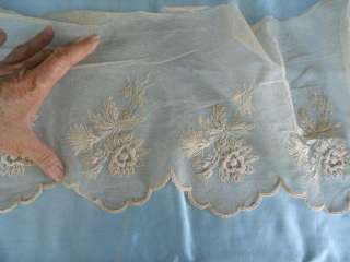 ANTIQUE FRENCH LACE EMBROIDERY TULLE 19 TH CENTURY  