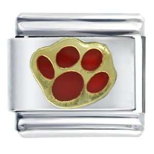   : Paw Print Red Hand Painted Italian Charm Bracelet: Pugster: Jewelry