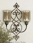 Pair Old Art Nouveau Iron Candle Holders Wall Sconces Natural 