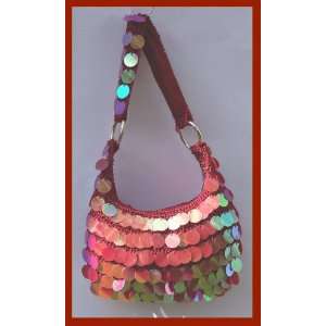   PRETTY IN CRANBERRY RED SEQUIN HANDBAG PURSE HOBO BAG: Everything Else
