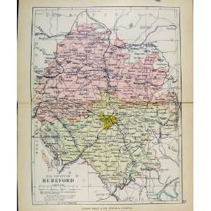   Philips Handy Atlas Map England C1890 Hereford Print