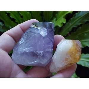   Gemqz Amethyst & Citrine Rough Point w/ Root  