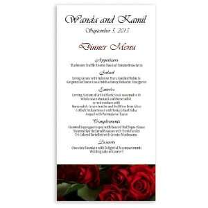  70 Wedding Menu Cards   Red Red Wine Roses in White 