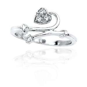    14K White Gold 1/10 ct. Diamond Heart Ring: Katarina: Jewelry