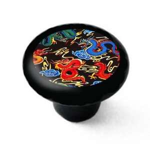  Asian Dragon Decorative High Gloss Black Ceramic Drawer 