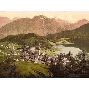 Vintage Travel Poster   St. Moritz general view Grisons Switzerland 24 