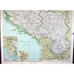  Cassell Antique Map 1920 Yugoslavia Montenegro Belgrade 