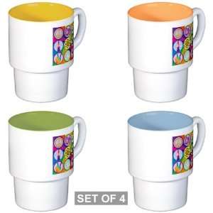  Stackable Coffee Mugs (4) 60s Icons Rainbow Swirl 