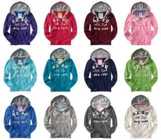 Aeropostale womens NY Athl. Dept embroidered full zip hoodie  Style 