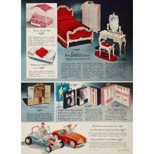  1963 Ad Barbie Ken Doll Bed Furniture Car Carrying Case 