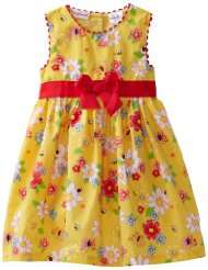 nannette girls 4 6x poplin floral print dress with bow on front