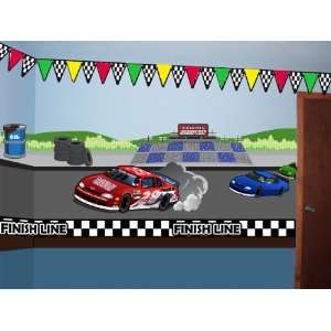  Race Car Speedway Wall Mural for Boys Room: Home & Kitchen