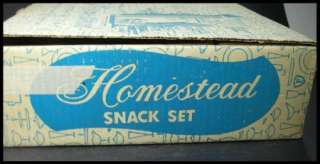Vintage Federal Glass Homestead 8 Piece Crystal Snack Set in Original 