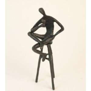 Sale   Wine Connoiseur on Bar Stool Bronze Sculpture   