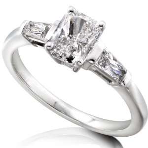  1 1/3 Carat TW Radiant and Trapezoidal Diamond Engagement 