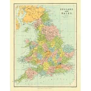  Bartholomew 1858 Antique Map of England & Wales: Office 