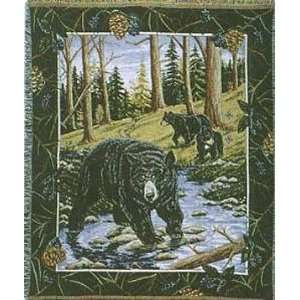  Bear Hollow Black Bear Mid Size Afghan Throw Tapestry 50 