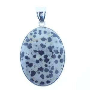  Pendants   Dalmatian Jasper: Oval Inlay Silver Plated Base 