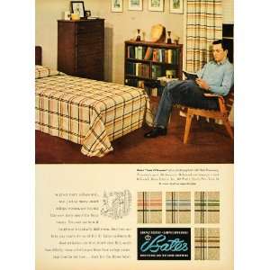  1952 Ad Bates Fabrics Bedspread Drapery College Student 