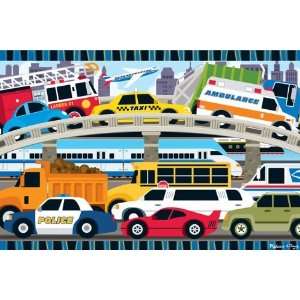  Melissa and Doug Traffic Jam Floor Puzzle: Toys & Games