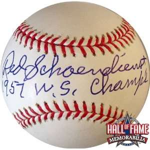  Red Schoendienst Autographed/Hand Signed Rawlings Official 