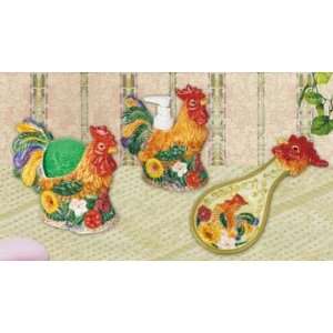  Rooster 4 Piece Ceramic Countertop Set: Kitchen & Dining