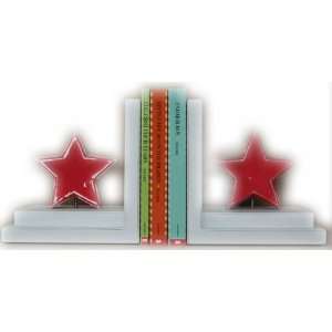 One World   Distressed Star Bookends In Red: Baby