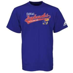  adidas Kansas Jayhawks Royal Blue Slant Script T shirt 