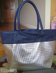Navy / Silver Tote Bag from SAKS FIFTH AVENUE  
