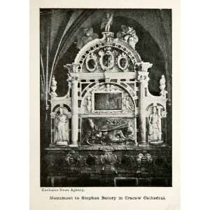 com 1916 Print Monument Stephen Batory Krakow Cracow Cathedral Poland 