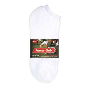 POWER CLUB Lot of 4 Pairs Mens No Show Sports Socks (WHITE, SIZE 10 