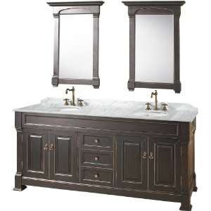 Wyndham WC TD72 Traditional Wood Double Sink Bathroom Vanity + Mirror