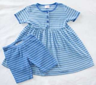 Hanna Andersson Blue Striped Dress & Bike Shorts 120 6 7 8 Playdress 