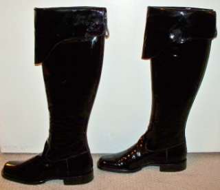 womens CHANEL patent leather fold over the knee riding moto boots 