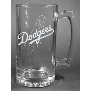   Angeles Dodgers Laser Etched 27oz Glass Beer Mug