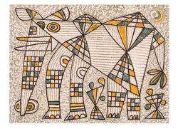 Kathleen Blackshear   Elephant Signed Wood Block Print  