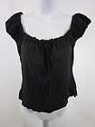 CHINE COLLECTION Black Drawstring Boat Neck Top Sz S  