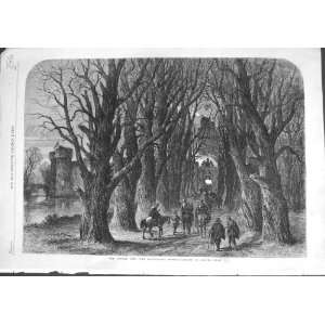    1864 FINE ART ROUNDHEADS PAROLE CASTLE TREES RIVER