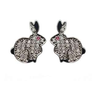  I Lovette CZ Pave Set Rabbit Earrings Jewelry