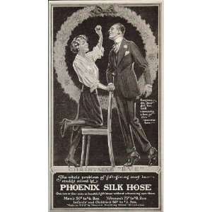  1915 Ad Phoenix Silk Hose Christmas Wreath Man Woman 