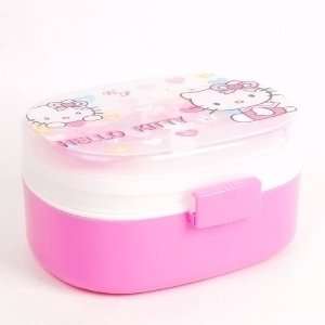  Hello Kitty 2 Tier Bento Lunch Box Spoon Fork Pink: Home 