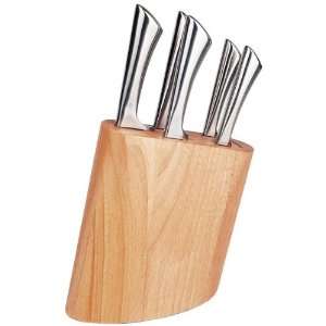  6 Pc. Cutlery Set with Knife Block (Natural/Stainless) (6 