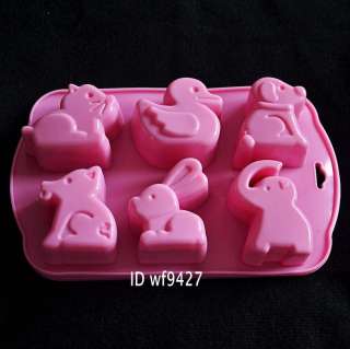   Silicone 6 Animals Cake Chocolate Soap Jelly Ice Cookie Mold Mould Pan