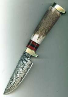 Rantanen Damascus knife sweep pattern jasper elk nice  